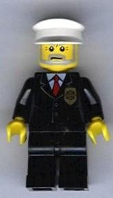 LEGO Minifigure-Police - City Suit with Red Tie and Badge, Black Legs, White Hat-Town / City / Police-CTY012-Creative Brick Builders